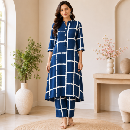 Rayon Digital Print Kurti Pant Set