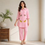Linen Cotton Embroidered Co-ord Set