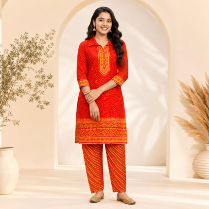Pure Natural Crepe Co-ord Set with Printed Pant