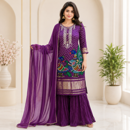 Perfect Sindhara Gajji Kurti Sharara Set