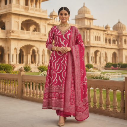 Premium Muslin Printed Kurti Pant Dupatta Set
