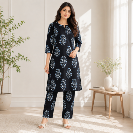 Premium Cotton Straight Cut Kurti Pant Set