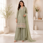 Silk Tissue Kurti Sharara Dupatta Set