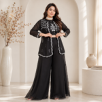 Embroidered Chinon Co-ord Set with Jacket