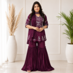 Designer Embroidered Dola Sharara Set