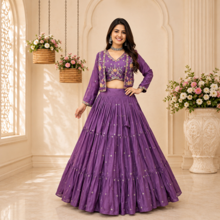 Festival Special Chinon Crop Top Lehenga Set