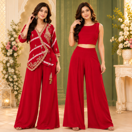 Gota Patti Zardozi Chinon Silk Indo Western Pant Set