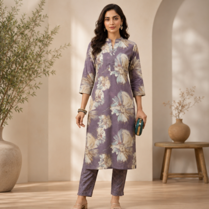 Floral Digital Print Cotton Kurti Pant Set
