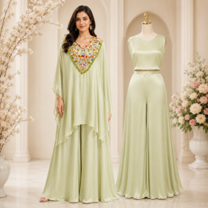 Handwork Crepe Cape Palazzo Set
