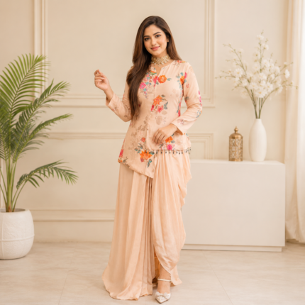 Asymmetrical Floral Indo Western Outfit