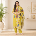 Cotton A Line Kurti Pant Set with Dupatta