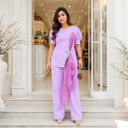 Designer Banana Crepe Co-ord Set