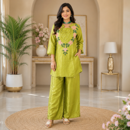Premium Tissue Handwork Top Plazzo Set