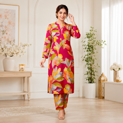Premium Cotton Digital Print Side Cut Kurti Pant Set