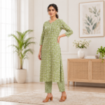 Premium Cotton Print Side Cut Kurti Pant Set