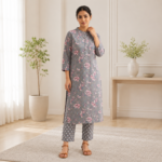 Premium Cotton Floral Print Kurti Pant Set