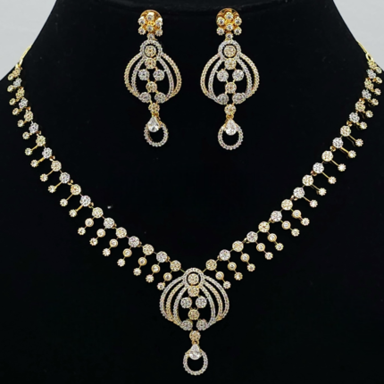 NAMO 298 Premium Necklace Set Gold with White
