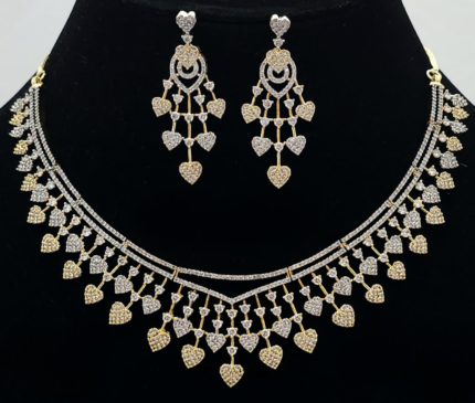 NAMO 322 Premium Necklace Set Gold with White