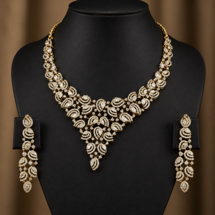 NAMO 421 Premium Necklace Set Gold with White