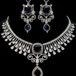 NAMO 695 Premium Necklace Set White with Blue