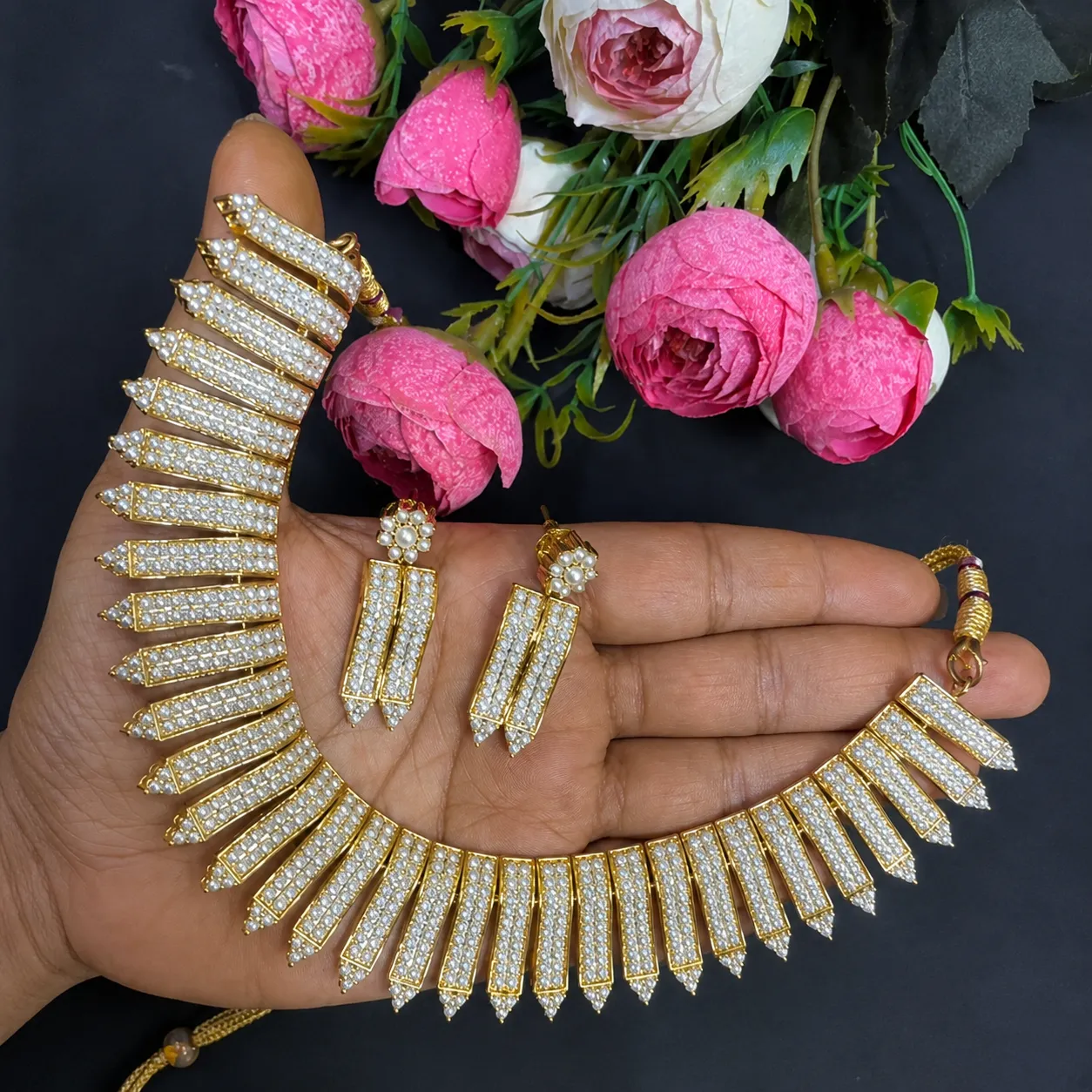 NK 550 Designer American Diamond Necklace Set