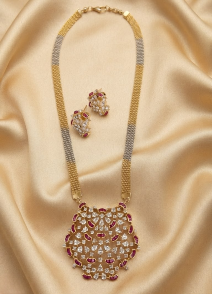 NF 285 Designer American Diamond Necklace Set