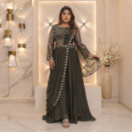 Premium Chinnon Skirt Crop with Drape Set