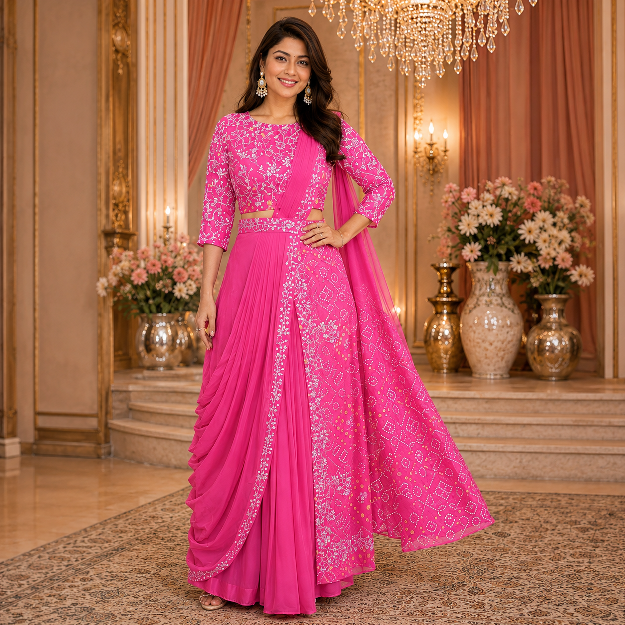NF0610801 Premium Chinnon Skirt Top with Attached Drape Set - Image 1