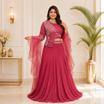 SF Premium Skirt Crop with Frill Dupatta