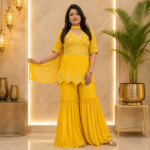 Premium Embroidered Sharara Suit Set
