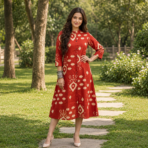Abstract Printed Midi Dress