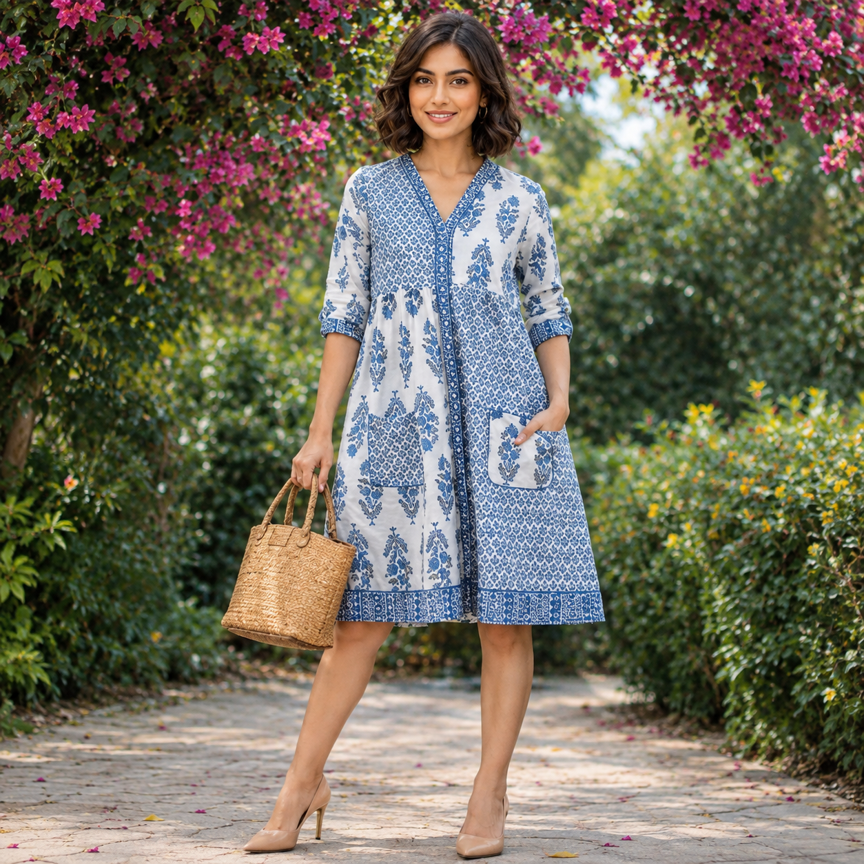 NF0613101 Printed Cotton Midi Dress - Image 1