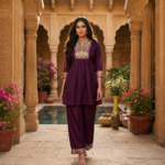 Pure Chinnon Co-Ord Set with Gota Work
