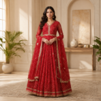 Handwork Georgette Wedding Gown Set