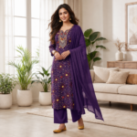 Pure Chinon Bandhani Suit Set with Chiffon Dupatta