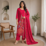 Premium Mul Chanderi Kurti Pant Dupatta Set