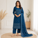 Premium Dabu Cotton Kurti Pant Dupatta Set