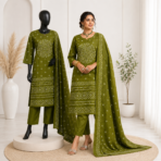 Premium Dabu Cotton Kurti Pant Dupatta Set - Image 2