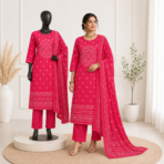 Premium Dabu Cotton Kurti Pant Dupatta Set - Image 3