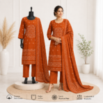 Premium Dabu Cotton Kurti Pant Dupatta Set - Image 4