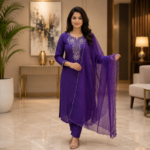 Pure Dola Silk Kurti Pant Dupatta Set