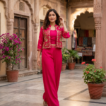 Pure Ho Silk Designer Crop Top Jacket Divider Set
