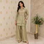 Pure Crush Tissue Fabric Co Ord Set with Detachable Jacket