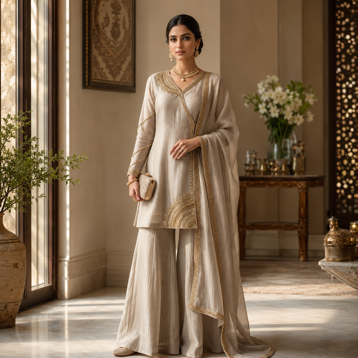 Premium Crush Tissue Salsa Sharara Suit Set