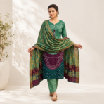 Premium Glez Cotton Bandhej Kurti Pant Dupatta Set - Image 2
