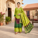 Premium Glez Cotton Bandhej Kurti Pant Dupatta Set - Image 3