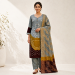 Premium Glez Cotton Bandhej Kurti Pant Dupatta Set - Image 4