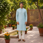 Premium Embroidered Satin Kurta - Image 2