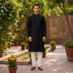 Premium Embroidered Satin Kurta - Image 4