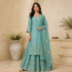 Premium Masleen Silk Kurti Skirt Dupatta Set - Image 2